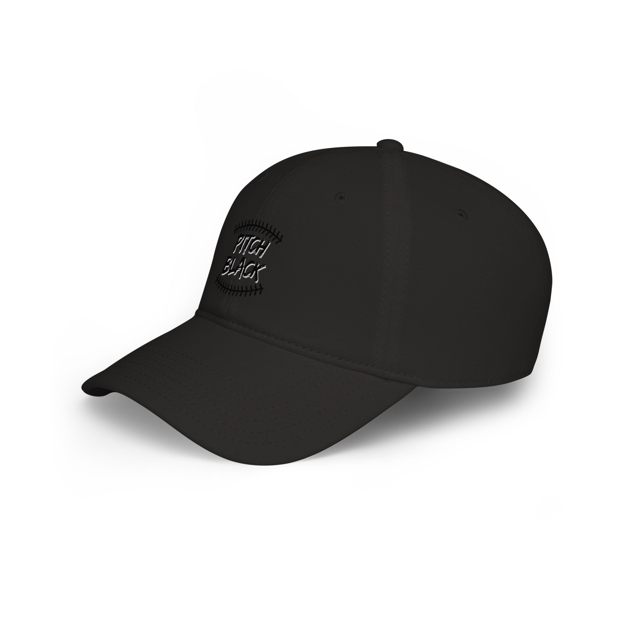 Pitch Black Baseball Cap — Low Profile Stitched Baseball Hat