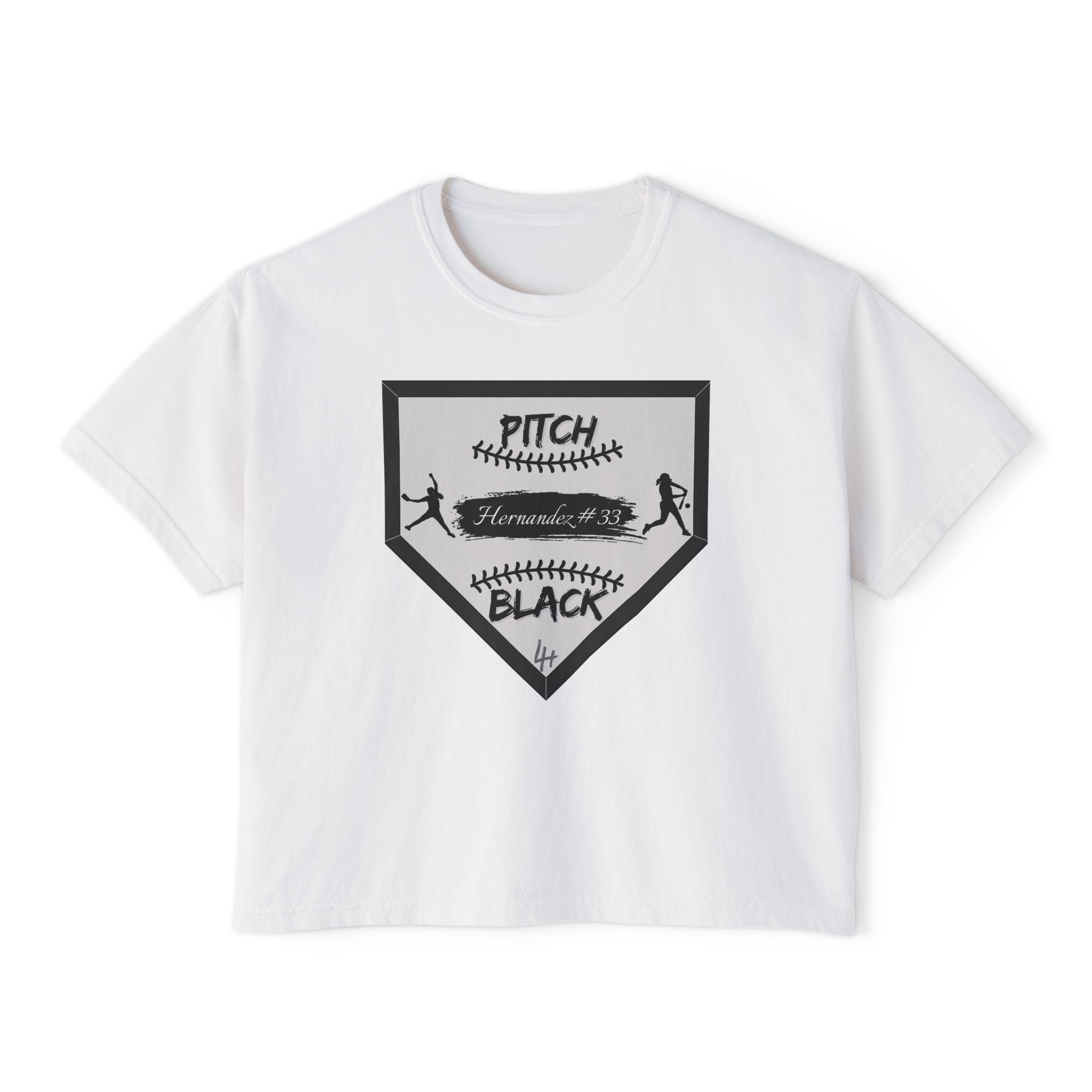 Pitch Black Homeplate Women's Boxy Tee — Softball Graphic Shirt