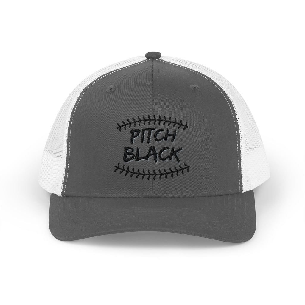 Pitch Black Trucker Cap – Embroidered Baseball Stitch Snapback