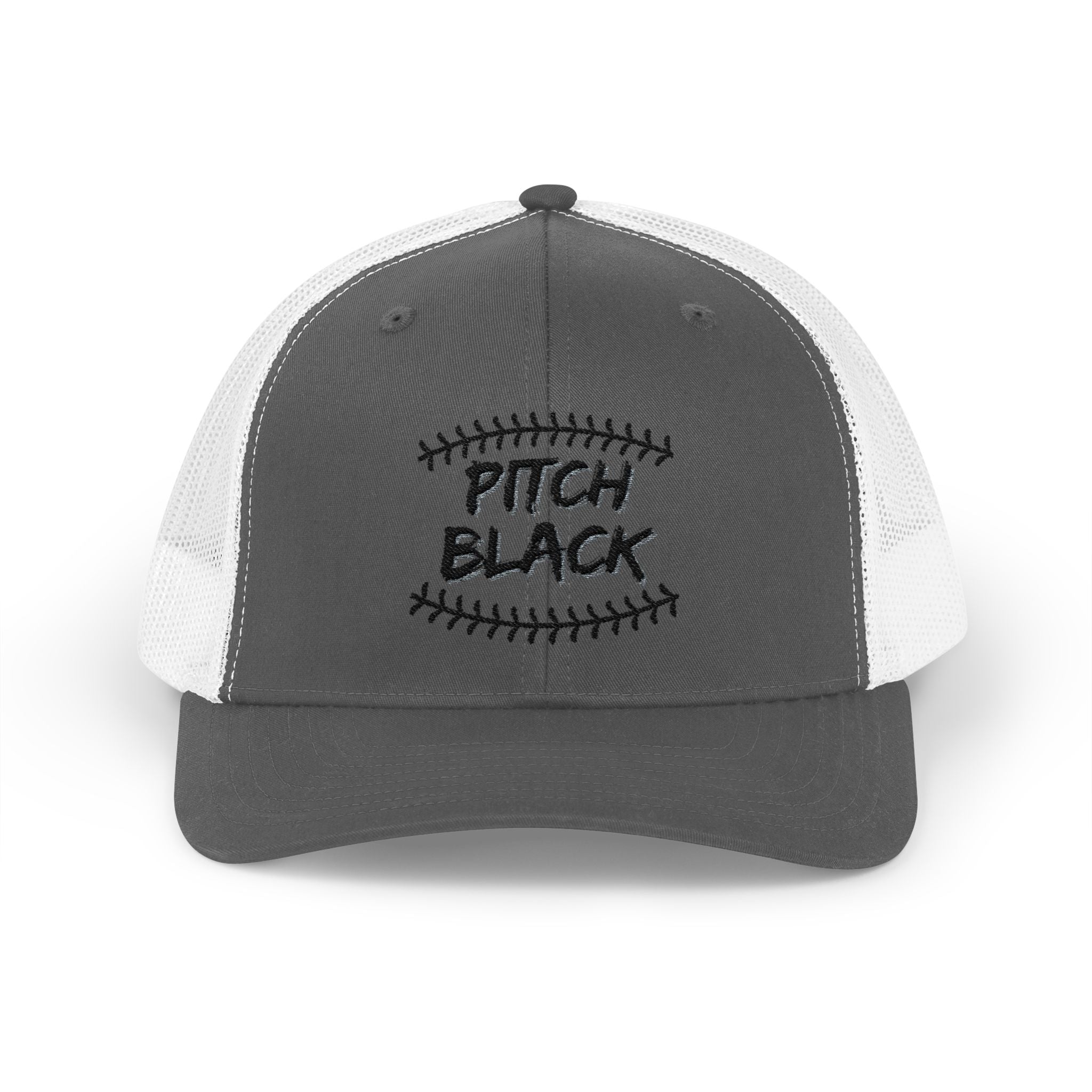Pitch Black Trucker Cap – Embroidered Baseball Stitch Snapback