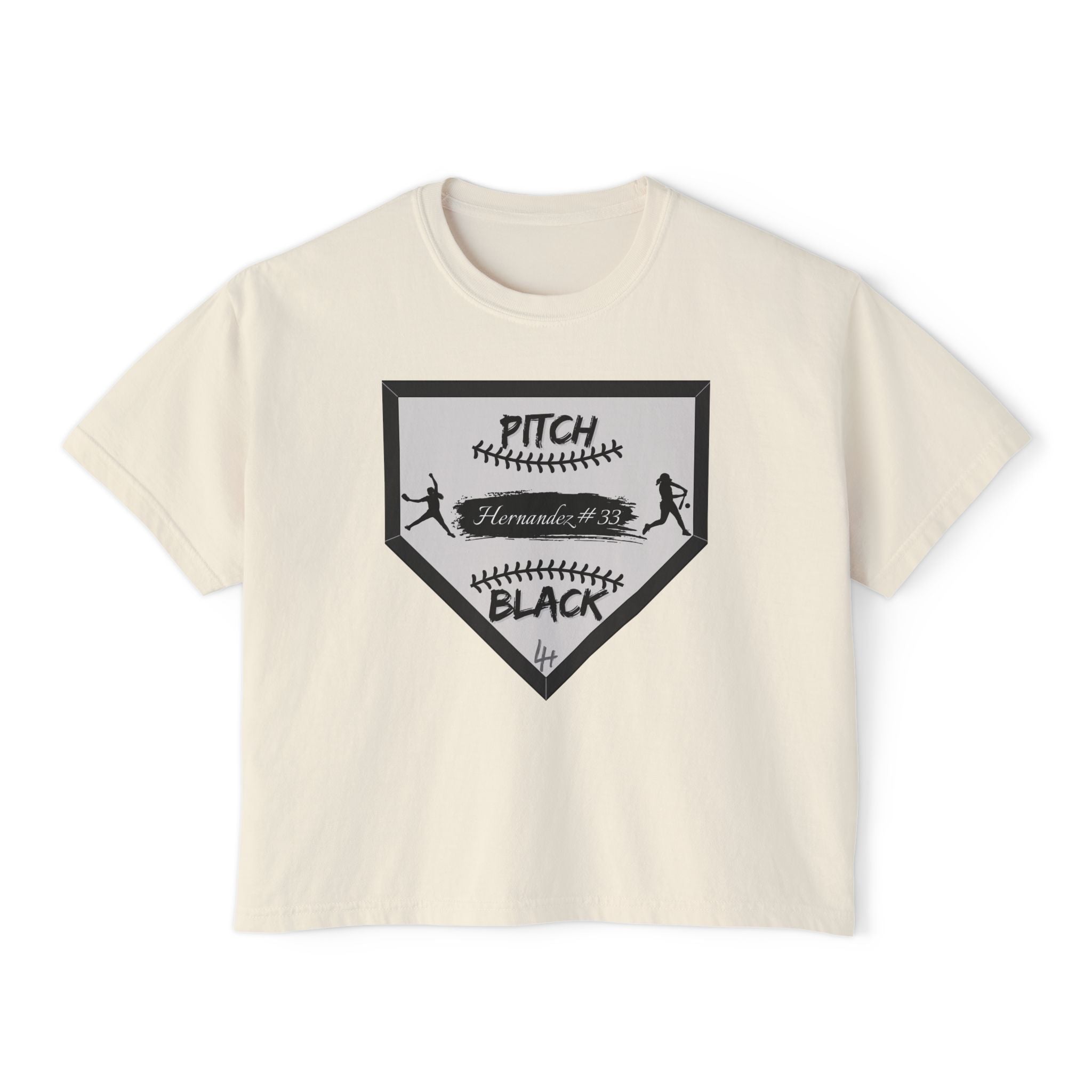 Pitch Black Homeplate Women's Boxy Tee — Softball Graphic Shirt
